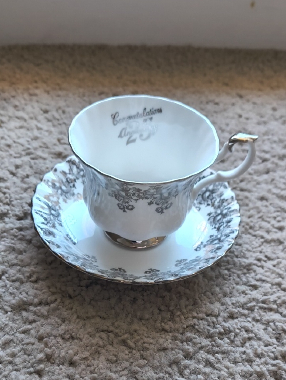 Royal Albert White and Black Bone China Teacup Mark